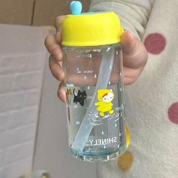 含稅價原創下雨kitty夏季吸管杯女生食品級耐高溫便攜小巧學生塑料水杯