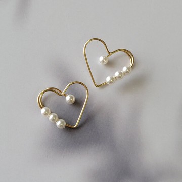 【One N Only】[無耳洞必備款]  啾心-奧地利水晶珍珠 14K注金耳夾耳環（生日、情人節、畢業、母親、聖誕節禮物）