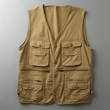 外貿尾單剪標工裝馬甲男出街率高美式式基礎復古多機能多口袋馬甲