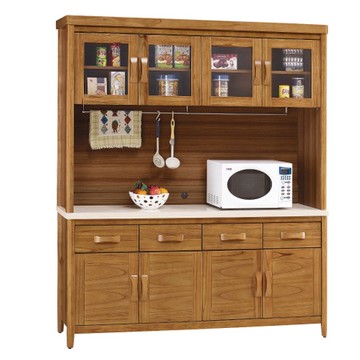 【MUNA 家居】愛莉絲柚木色5尺石面餐櫃全組