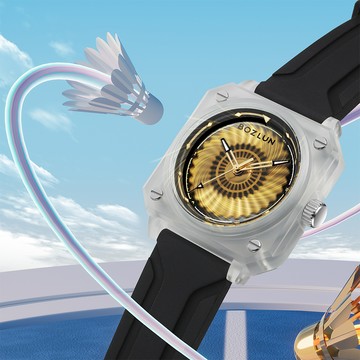 【BOZLUN 保羅】羽毛球系列 時來運轉 八邊型 運動元素 夜光 石英 手錶