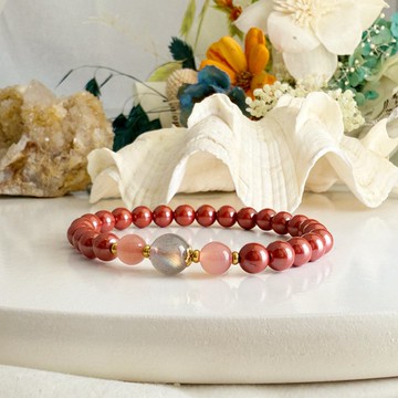 避邪擋煞 / 開運招財-冰拉長鹽源帝王砂硃砂手鍊