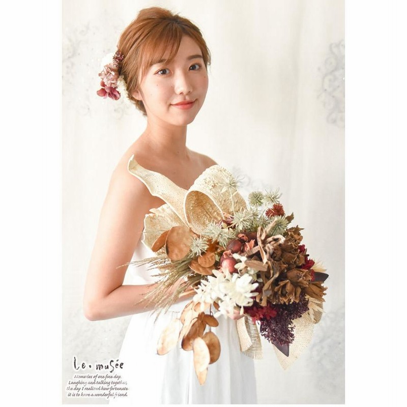 ウェディングブーケブートニアヘッドドレスセット