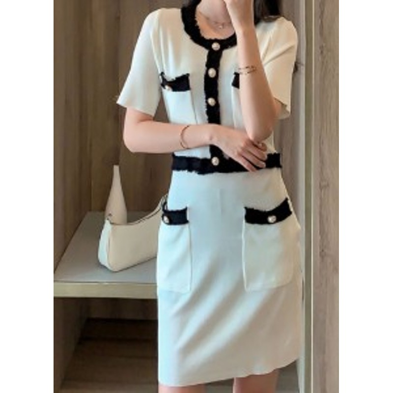 ニットワンピース 細見え 春夏 お呼ばれ 入学式 結婚式 ディナー お出かけ デート 黒 白 ラウンドネック フォーマル 大人 清楚 可愛い 上 通販 Lineポイント最大1 0 Get Lineショッピング