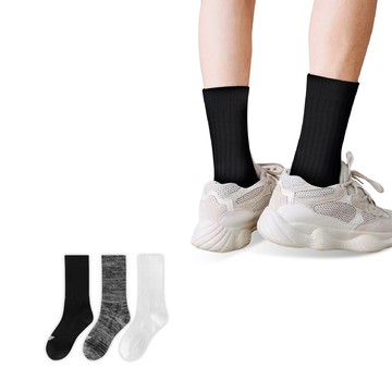 【FAV】白襪 除臭中長襪【多雙】中筒襪/竹炭除臭襪/黑襪/男襪/女襪/學生襪/制服襪/長襪/型號:225