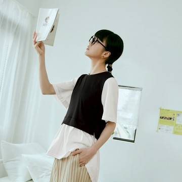 OB嚴選 美國棉快乾．異材質拼接假兩件上衣 《KG1311》大尺碼/女裝/現貨