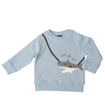 akachan honpo - 長袖休閒上衣-小包包風-藍色