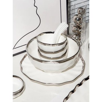 碗家用2025新款輕奢時尚高顏值特別好看吃飯米飯碗盤子單個菜盤