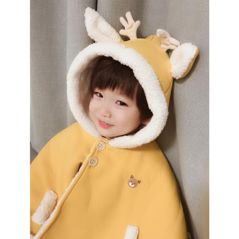 子供 ポンチョ キッズ ボレロ 女の子 トナカイ 防寒 コート マント  