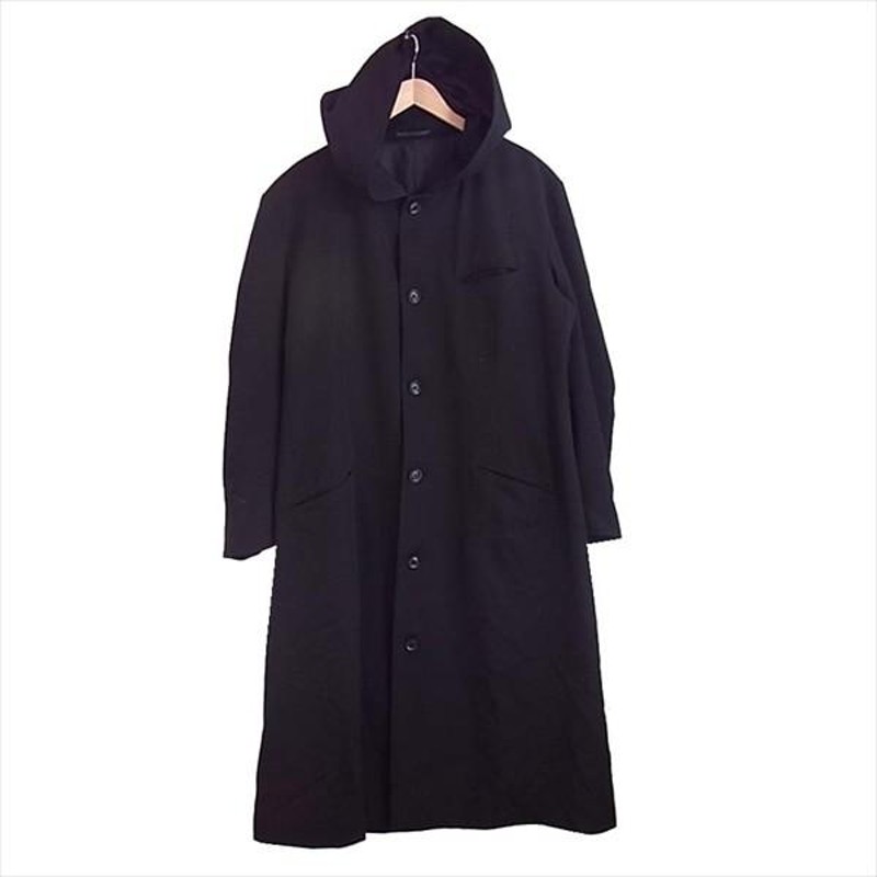 ヨウジヤマモト YOHJI YAMAMOTO 18AW HV-J35-126 シワ ギャバ お尻抜染 フード ロング コート 黒系 2【美品】【中古】  | LINEショッピング