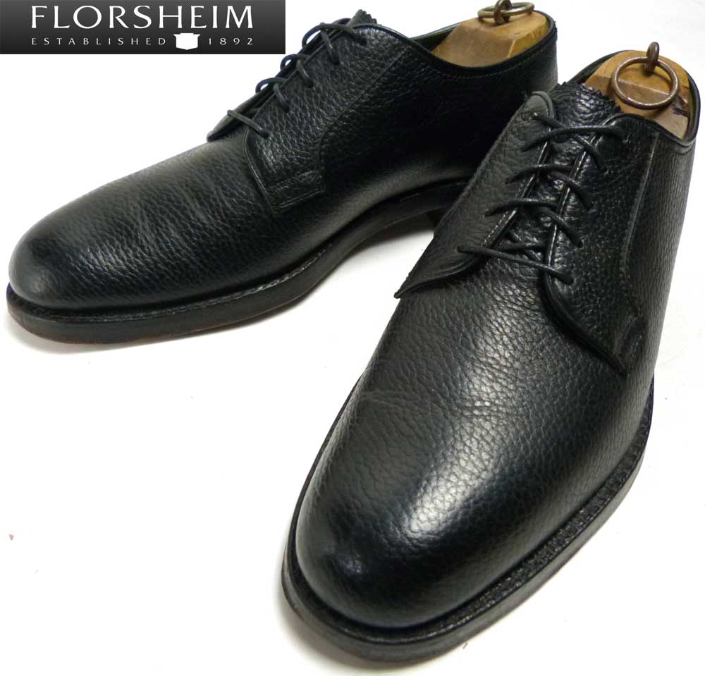 フローシャイム Florsheim シボ革 プレーントゥシューズ 9 1/2D(27.5cm