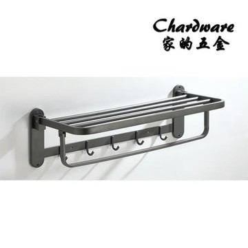 【打孔】 304不鏽鋼活動式 槍灰毛巾架含掛鉤 60cm(掛衣鉤.浴巾架.置衣架.工業風.衛浴配件.毛巾架.置物架)