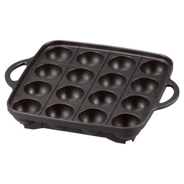 Iwatani 岩谷 新章魚丸子不沾章魚燒烤盤 16孔 方型 直火專用 CB-A-TKP 燒烤盤260 x 210 x 39mm 孔洞直徑40mm  21cm  1組