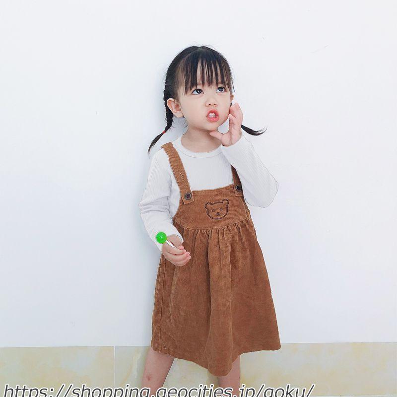 子供服 サロペットスカート ジャンパースカート ゆったり 女の子 キッズ ベビー コーデュロイ クマ ゆるシルエット お洒落 春 秋 冬 幼稚園  韓国ファッション 通販 LINEポイント最大0.5%GET LINEショッピング