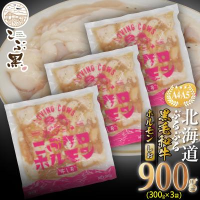 ふるさと納税 新ひだか町 北海道産 黒毛和牛 こぶ黒 しおホルモン 計900g(300g×3パック)