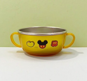 【震撼精品百貨】Micky Mouse 米奇/米妮  迪士尼兒童不銹鋼雙耳碗-黃米奇#05291 震撼日式精品百貨