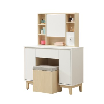 直人木業-NINA北歐風簡約風化妝桌椅組100公分