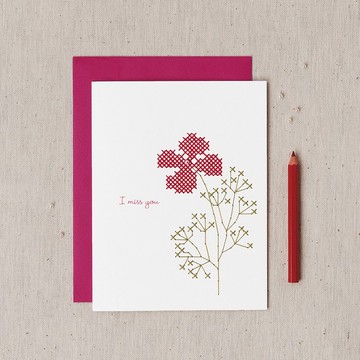 【我在想你】雷射花卉卡片 十字繡材料套組 | Xiu Crafts