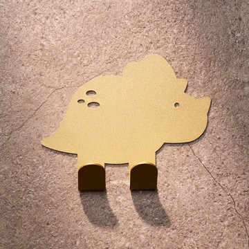 【OPUS東齊金工】歐式鐵藝壁飾掛勾-恐龍狂想曲No.1三角龍(金1入)