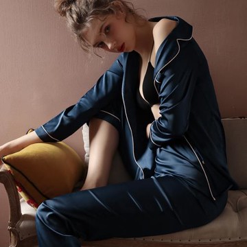 睡衣女2021年新款夏薄款長袖長褲時尚潮流高級感可外穿家居服套裝