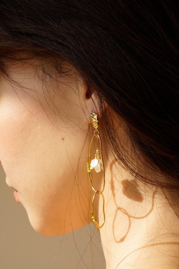 不對稱幼花耳環/耳夾可