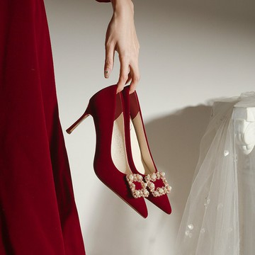 【含稅/免運】 X766-28婚鞋細跟紅色結婚女2024新款高跟婚鞋秀禾新娘鞋大碼32-43