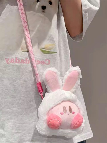 免運~適用手機殼通用背夾斜跨長短手繩掛脖可拆卸可調節網紅日韓創意毛絨星之卡比玩偶背帶式