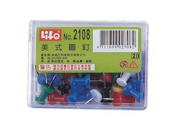 徠福 豪華型 美式 圖釘 約30支入 / 盒 NO.2108【APP滿額下單4%點數(單一帳號最高1000點)】7/31止