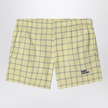 Yellow shorts with check pattern