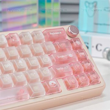 磨砂霧透PC粉透鍵帽機械鍵盤透光磁軸原廠高度61/68/75/87/98/108