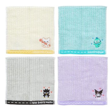 小禮堂 Sanrio 三麗鷗 棉質手帕 20x20cm (坐姿款) 酷洛米 人魚漢頓 花丸