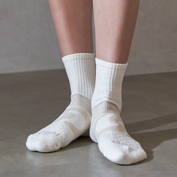 【FOOTER除臭襪】環形360度減壓中筒襪(T93-奶白)