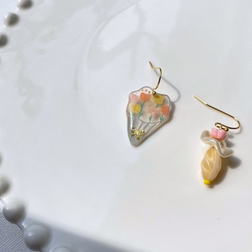 小花束夾式/針式耳環