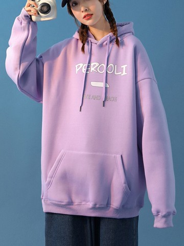 印花連帽衛衣設計感女春秋冬季新款慵懶風寬松外套小眾ins潮