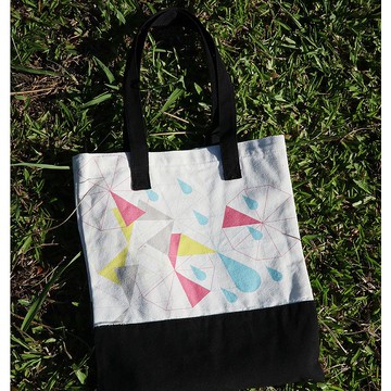 【棉質拼接文青包-雨愛】棉布袋 A4包 大包 手提袋 包包