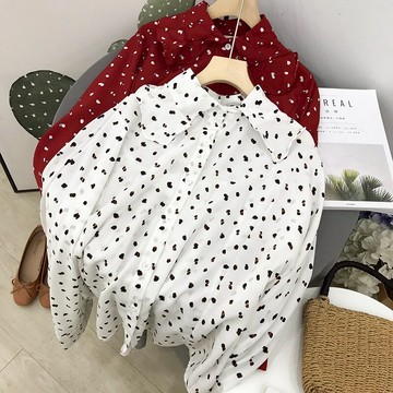 襯衫女長袖洋氣復古港風寬松學院風1入