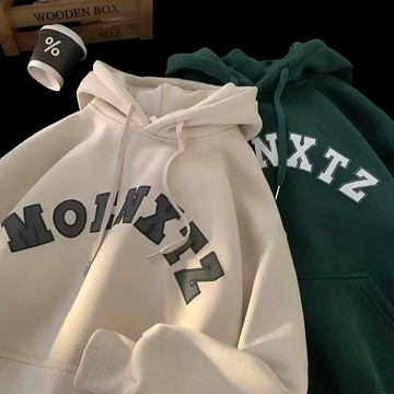 連帽大學t 加絨 內刷毛 oversize 大學T 美式復古 連帽衛衣男 春秋韓版寬鬆港風