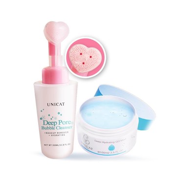 UNICAT 細緻舒緩深層保濕QQ膜100ml +淨化毛孔洗顏泡泡慕斯350ml