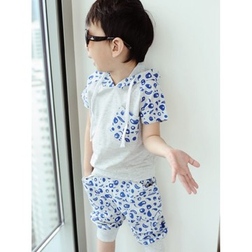 【Billgo】※現貨 【淡黃S】水珠印花連帽套裝 【KIDY53007】