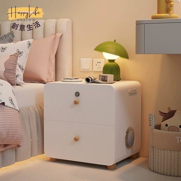 免運 床頭櫃 智能床頭櫃 床頭柜簡約現代奶油風智能實木家用臥室輕奢高級感多功能床邊柜 可開發票 全館五折 工廠現貨直銷 新品特價 c9012