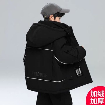 男童冬季加絨加厚棉服2025新款冬裝沖鋒衣外套中大兒童男孩冬款