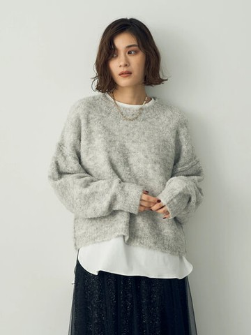 親膚毛毛圈車線設計針織上衣(7C34L2C1200) - YECCA VECCA