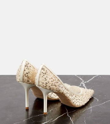 Jimmy Choo Love 85 beaded mesh pumps