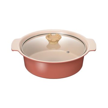 日本和平FREIZ 陶瓷塗層附蓋不沾雙耳鍋24cm-紅