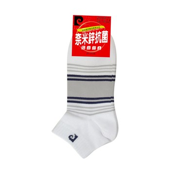 皮爾卡登線條奈米鋅休閒襪-白色