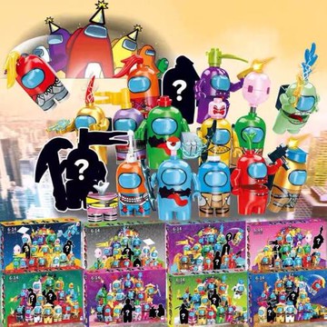 中國新品太空狼人殺拼裝積木人仔玩偶盲盒兒童男孩益智力玩具禮物