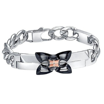 男手鍊 對鍊 14K金鑽石白鋼 翩翩是你