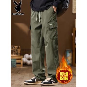 花花公子秋季工裝褲男士寬松日系潮流束腳新款純棉休閑長褲子男褲