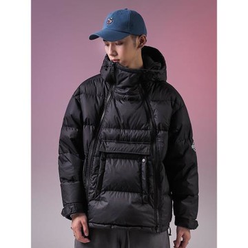 2025年黑色情侶款羽絨服男加肥加大碼冬季外套短款ins潮牌面包服