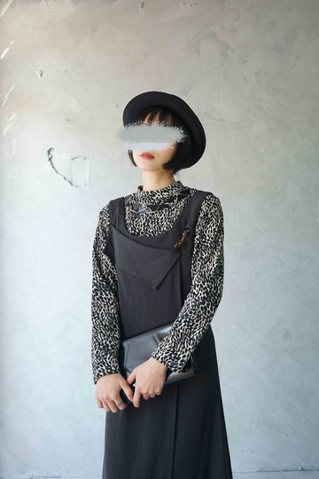 尋寶古著-設計感深灰色不對稱設計背心長洋裝